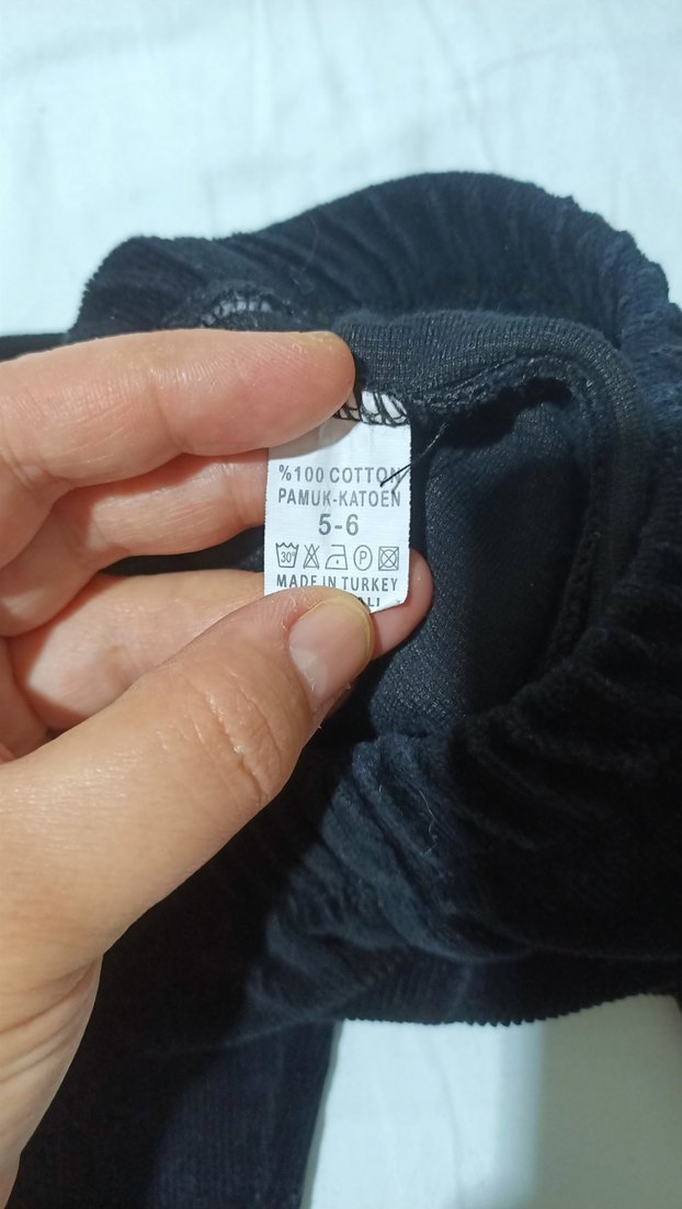 Kız Çocuk Pembe-siyah Elastik Kadife Taytlar - Görsel 4