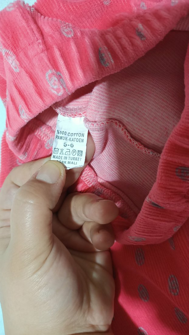 Kız Çocuk Pembe-siyah Elastik Kadife Taytlar - Görsel 3