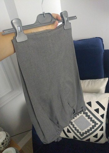 Diğer Gri Kemerli Hamile Midi Pantolon okul pantolonu