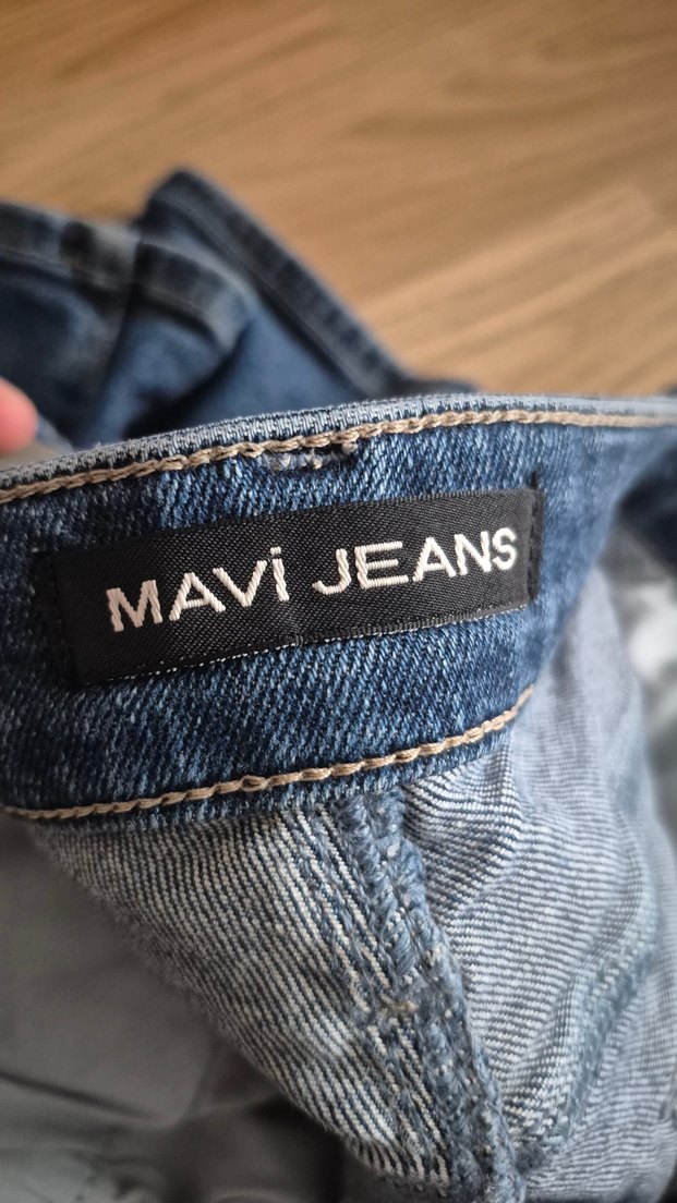 Gri Kemerli Mavi erkek Midi Kot Pantolon - Görsel 2