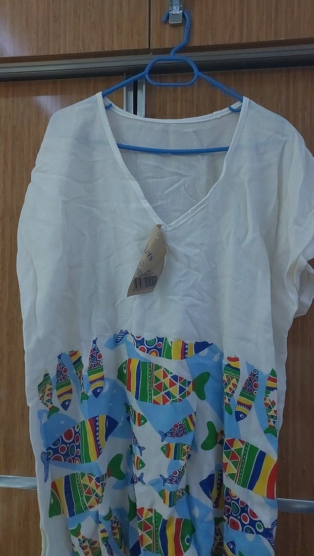 Renkli Balık Desenli Uzun Bohem Pareo - Görsel 3