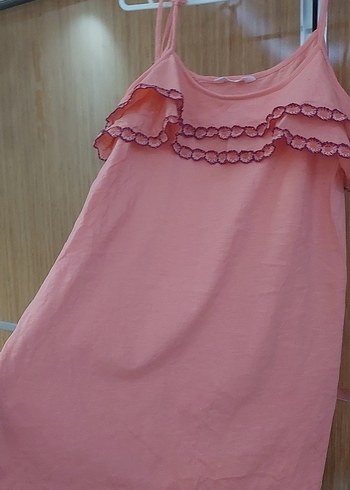 kadin Pembe Fırfırlı Askılı elbise plaj - Görsel 4