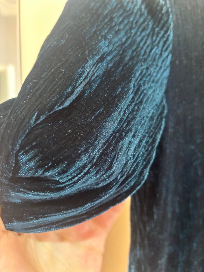 Lacivert Kadın Midi Kadife Tulum - Görsel 4