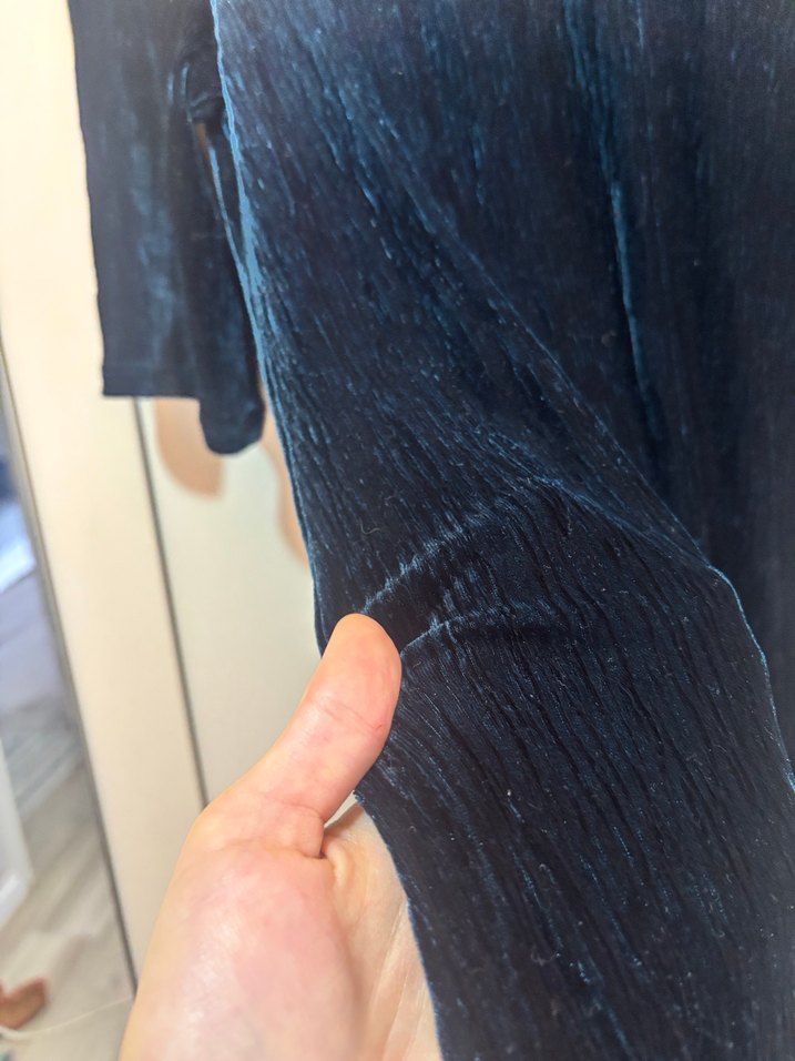 Lacivert Kadın Midi Kadife Tulum - Görsel 3