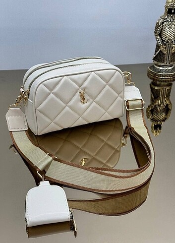 Ysl krem askılı çanta kol çantası 