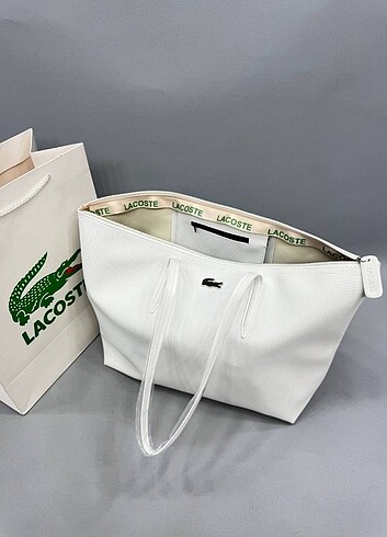Lacoste beyaz büyük kol çantası 