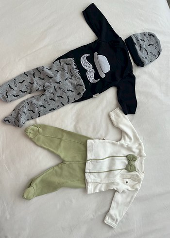 Diğer Bebek Hastane Kıyafeti Pamuklu Beyaz 5'li Set