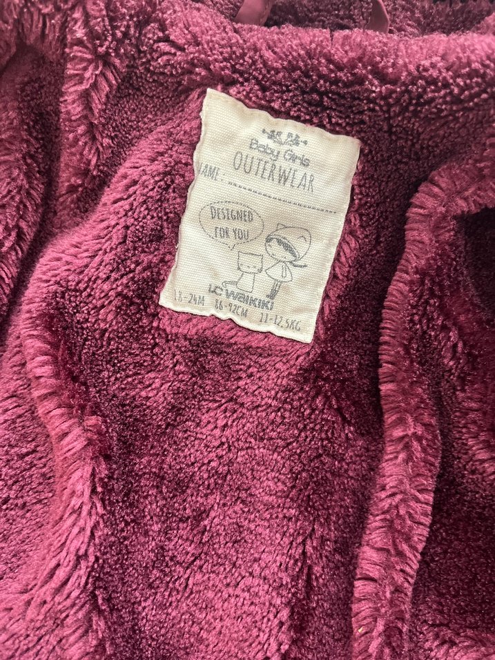 Bordo Fermuarlı Kız Çocuk Montu - Görsel 4