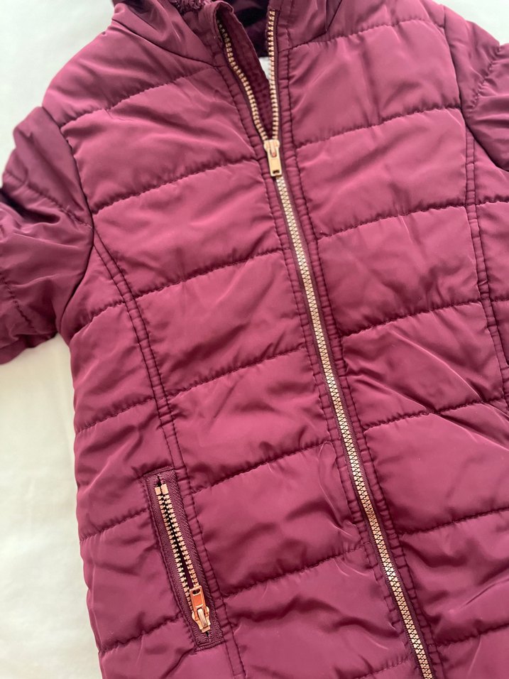 Bordo Fermuarlı Kız Çocuk Montu - Görsel 2