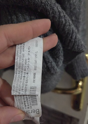 Gri İki Renkli Örgü Yün Kazak - Görsel 5