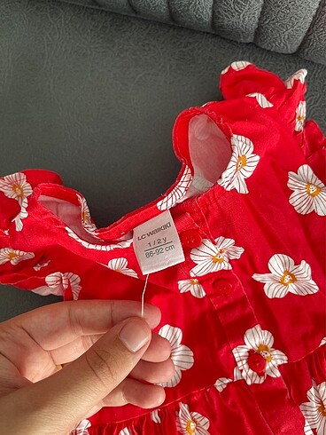 9-12 Ay Beden kırmızı Renk kız bebek çiçekli elbise