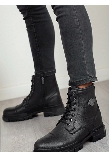 Erkek Siyah Kamuflaj Bağcıklı Biker Bot - Görsel 3