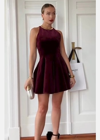 l Beden bordo Renk zara volanli elbise