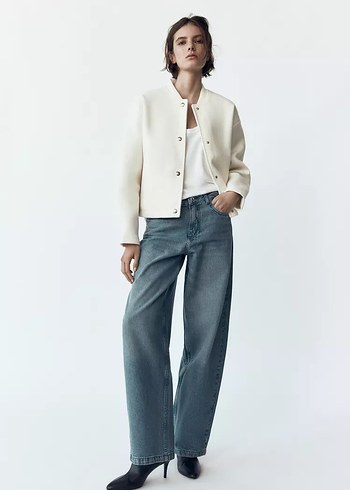 zara altın düğmeli bomber ceket - Görsel 2