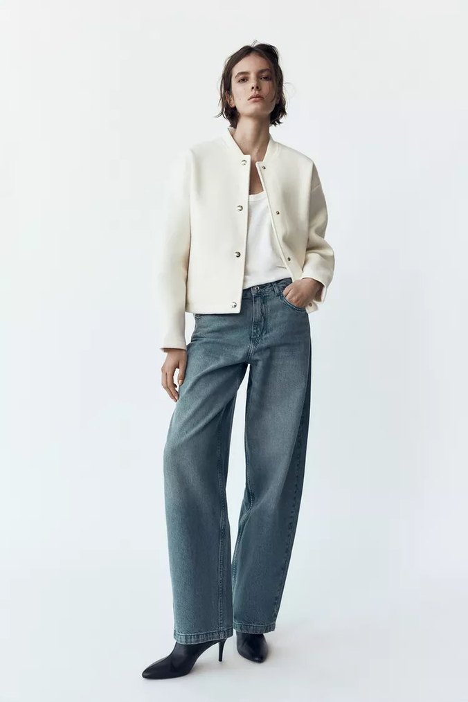 zara altın düğmeli bomber ceket - Görsel 2