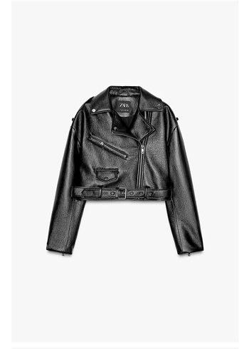 Zara parlak efektli Deri Biker Ceket