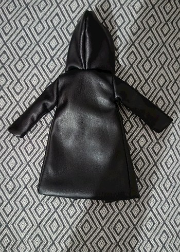 Siyah Kapüşonlu Deri Pardesü - Görsel 7