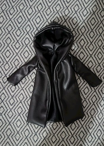 Siyah Kapüşonlu Deri Pardesü - Görsel 4