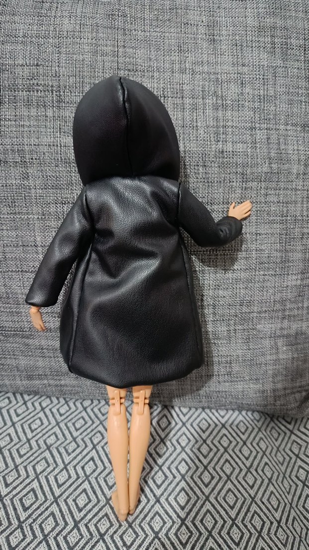 Siyah Kapüşonlu Deri Pardesü - Görsel 3