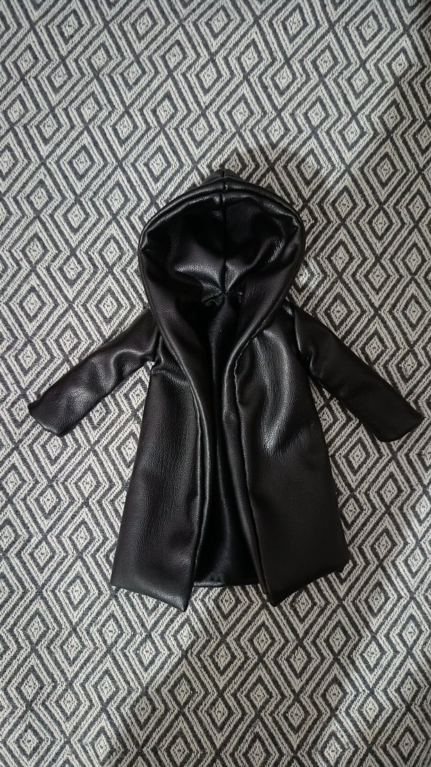 Siyah Kapüşonlu Deri Pardesü - Görsel 4