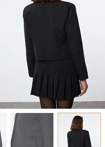 Siyah kurdele fiyonk detaylı ceket - Görsel 2