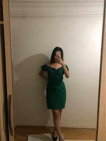 s Beden yeşil Renk Yeşil mini elbise