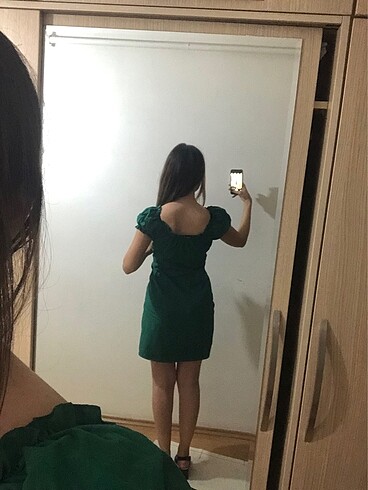s Beden Yeşil mini elbise