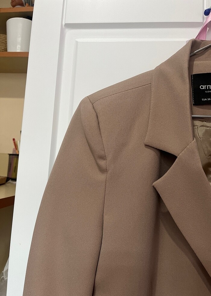 Sütlü kahve crop ceket - Görsel 2