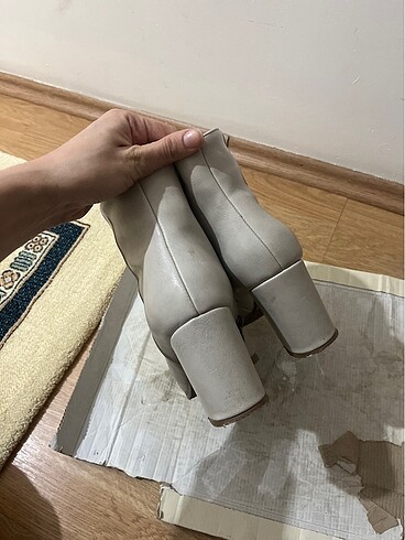 Krem topuklu bot - Görsel 6