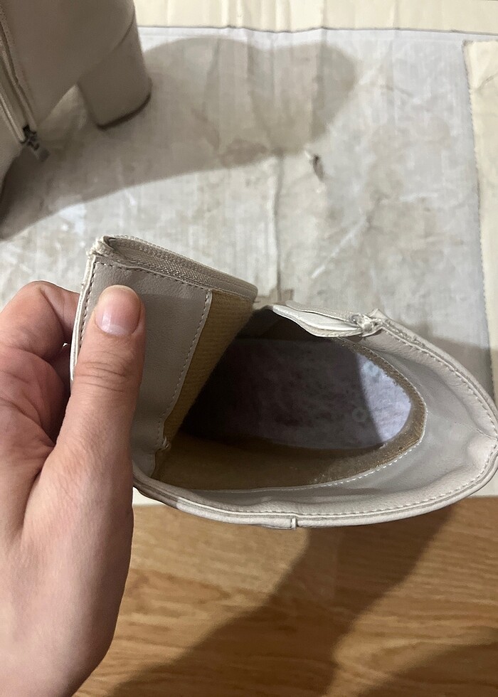 Krem topuklu bot - Görsel 4