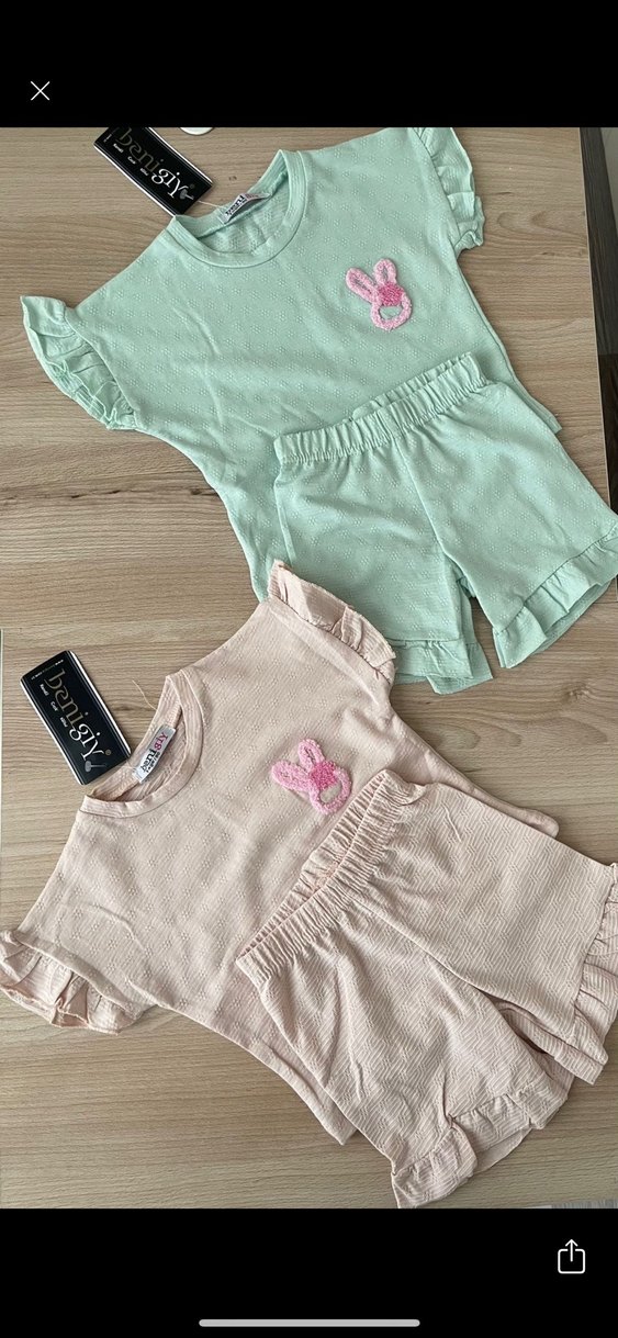 Nakışlı Örme Pembe Kız Bebek Takımı - Görsel 2