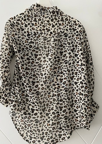 Leopar Desenli Uzun Kollu Kadın Gömlek - Görsel 5