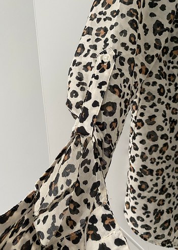 Leopar Desenli Uzun Kollu Kadın Gömlek - Görsel 4