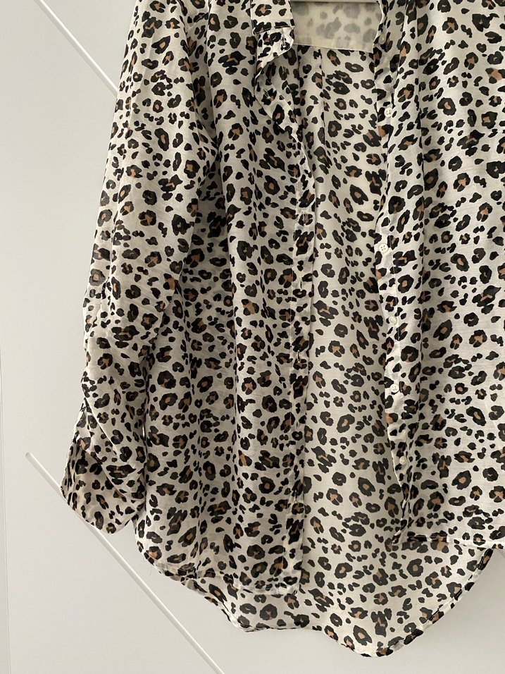 Leopar Desenli Uzun Kollu Kadın Gömlek - Görsel 3