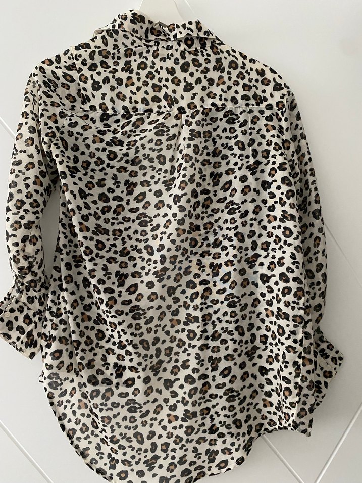 Leopar Desenli Uzun Kollu Kadın Gömlek - Görsel 5