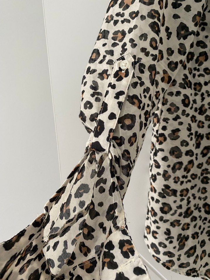 Leopar Desenli Uzun Kollu Kadın Gömlek - Görsel 4