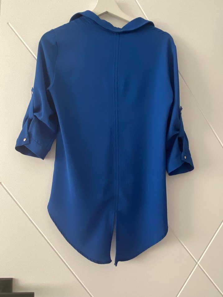 Mavi Düğmeli Kadın Gömlek - Görsel 5