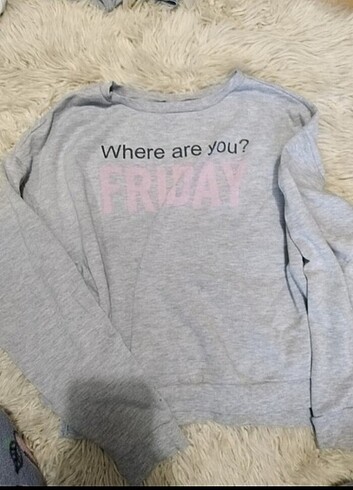 s Beden Where are you friday bakılı sweatshirt yırtmaçlı