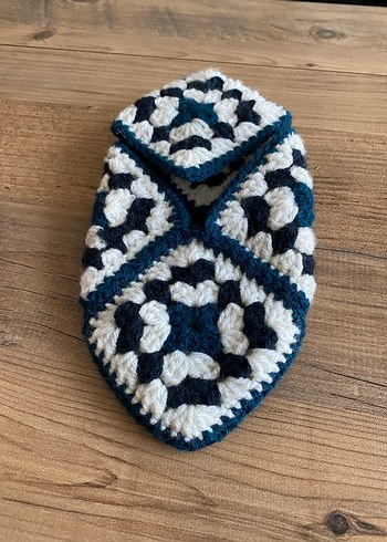 Renkli Örgü Kadın Dolgu Topuk Ev Terliği - Görsel 4