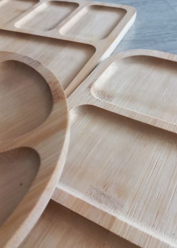 Bohem Tarzı Bej Ahşap Bölmeli Tabak Seti - Görsel 2