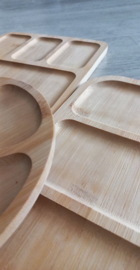 Bohem Tarzı Bej Ahşap Bölmeli Tabak Seti - Görsel 2