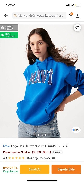 s Beden mavi Renk Mavi sweatshirt