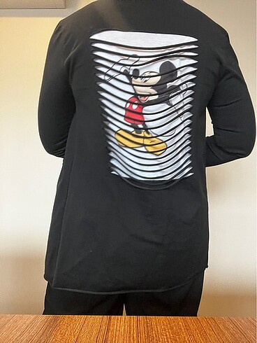 xl Beden siyah Renk Mickey mouse detaylı Siyah ceket hırka
