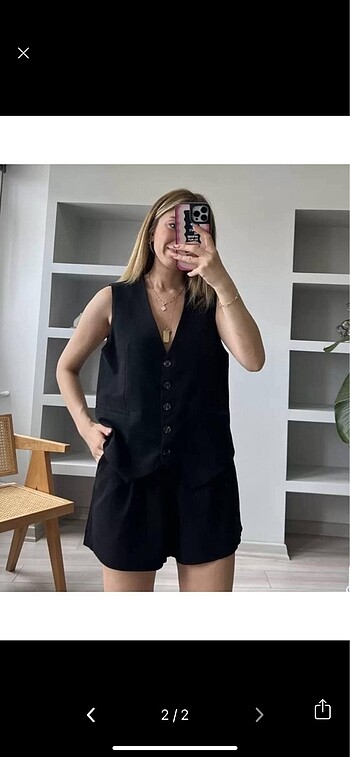 Keten Yelek Şort Takım