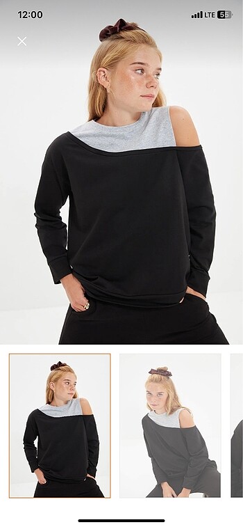 Kayık yaka detaylı sweatshirt