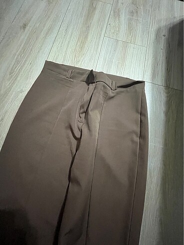 xl Beden kahverengi Renk Paça yırtmaçlı pantolon