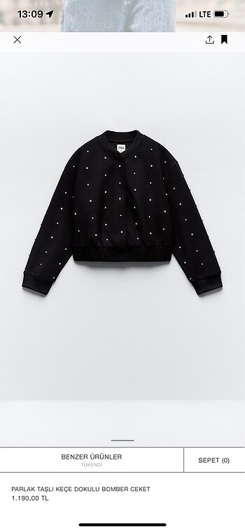 Zara taşlı bomber ceket