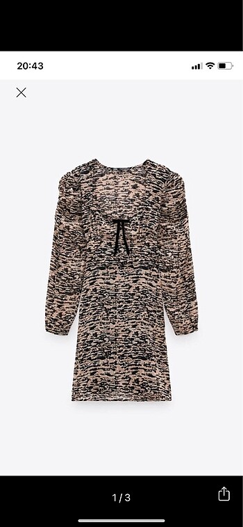 Zara siyah kum desenli mini elbise