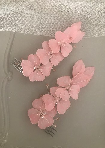 Pembe Sedef Çiçekli Kadın Saç Tokası - Görsel 2