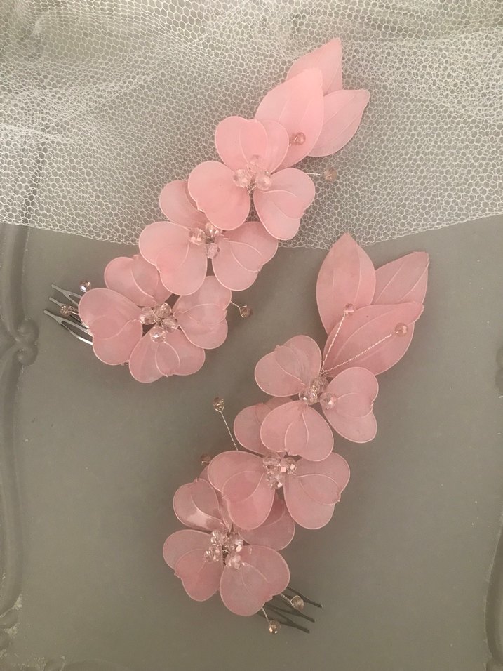 Pembe Sedef Çiçekli Kadın Saç Tokası - Görsel 3